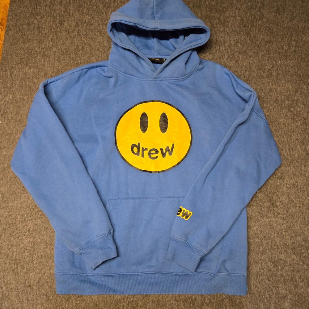 Drew House Mascot Hoodie Mens XL Blue Smiley Face Justin Bieber Streetwear Skate